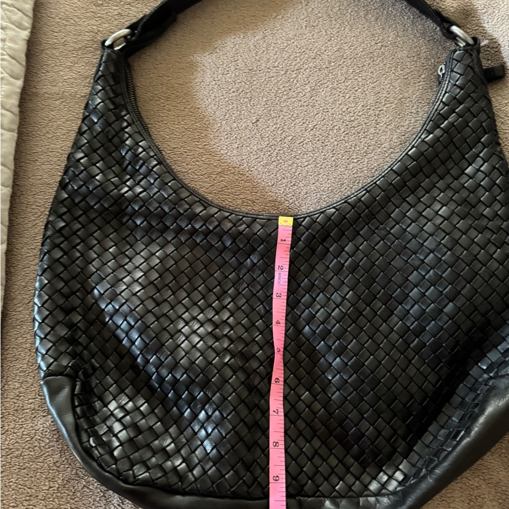 Black Woven Leather Hobo Bag - Picture 2 of 5